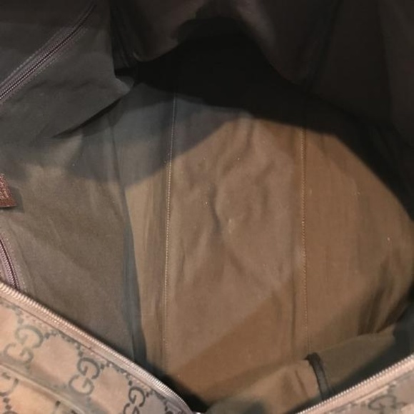 Gucci Large Duffle GG Plus Brown Canvas & Leather Weekend/Travel Bag - Picture 6 of 8